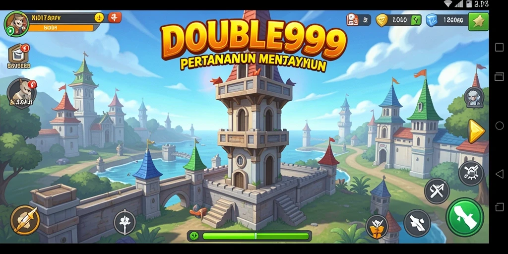Tampilan menarik dari gameplay Tower Defense di DOUBLE999.