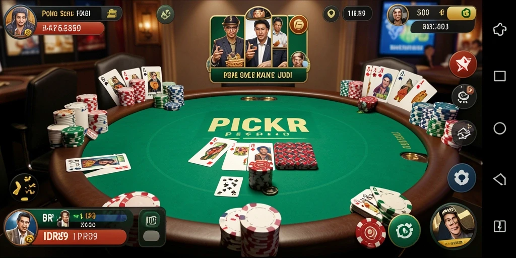 Tampilan gameplay menarik dari IDR89 yang menggambarkan suasana poker.