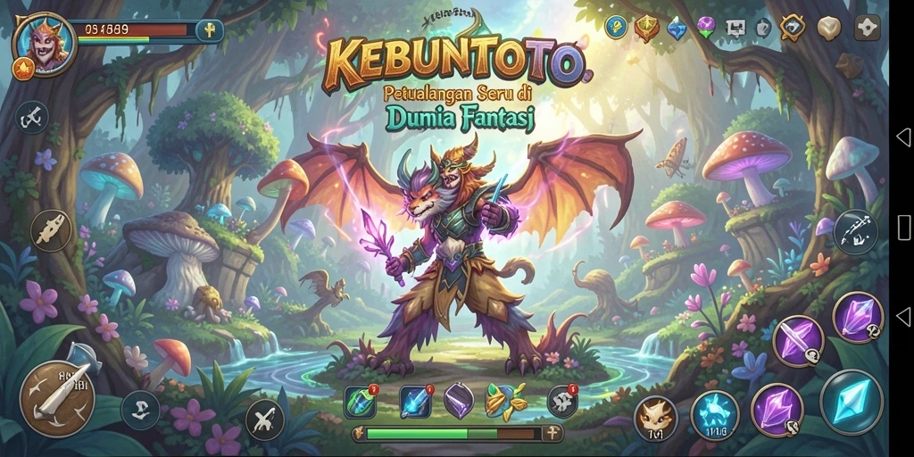 Gameplay KEBUNTOTO dengan petualangan seru di dunia fantasi.