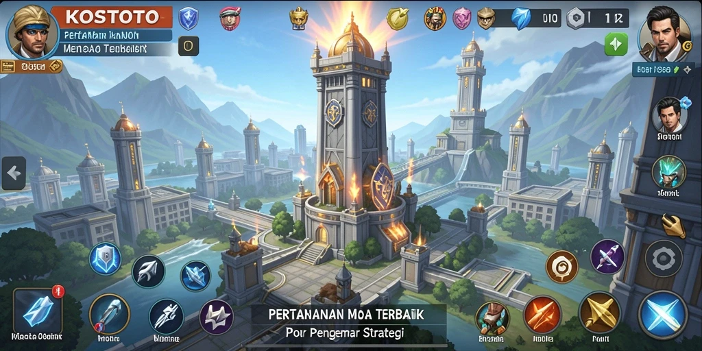 Screenshot gameplay KOSTOTO yang menunjukkan strategi Tower Defense yang intens.