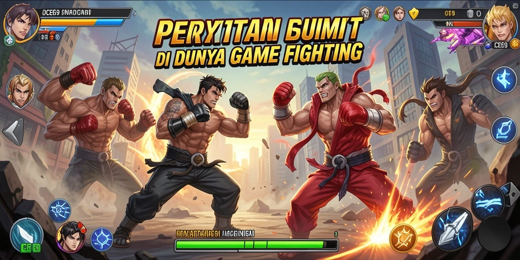 Screenshot OCE69 menampilkan pertarungan intens dengan karakter unik.