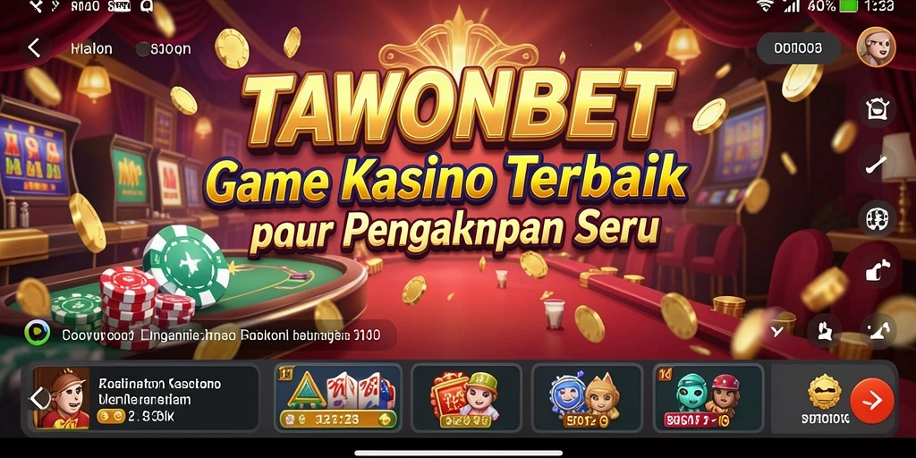 Tampilan screenshot utama TAWONBET menampilkan suasana kasino yang mendebarkan.