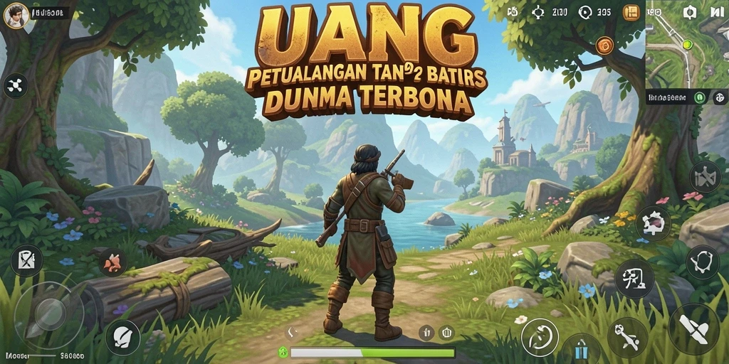Tangkapan layar utama dari gameplay UANG yang menampilkan eksplorasi dunia terbuka.