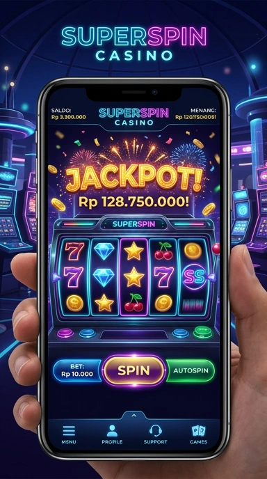 Proses unduh mudah dan cepat di aplikasi superspin.
